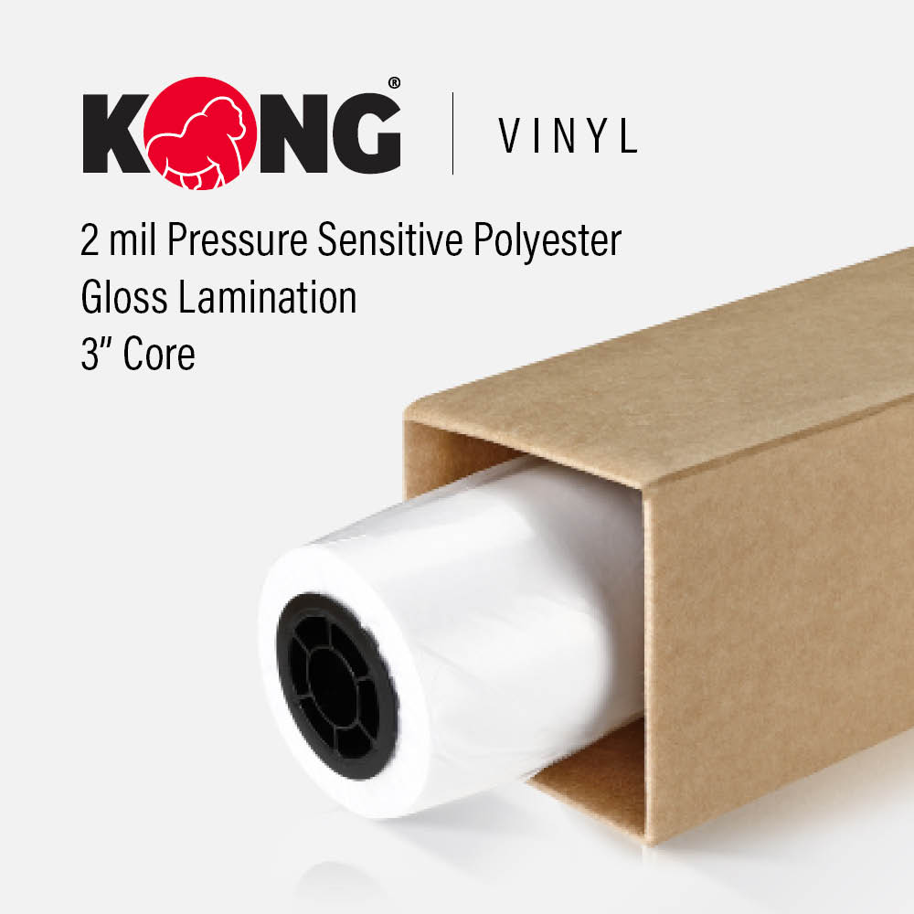 51'' x 150' Roll - 2 MIL Pressure Sensitive Polyester Gloss Lamination - 3'' Core